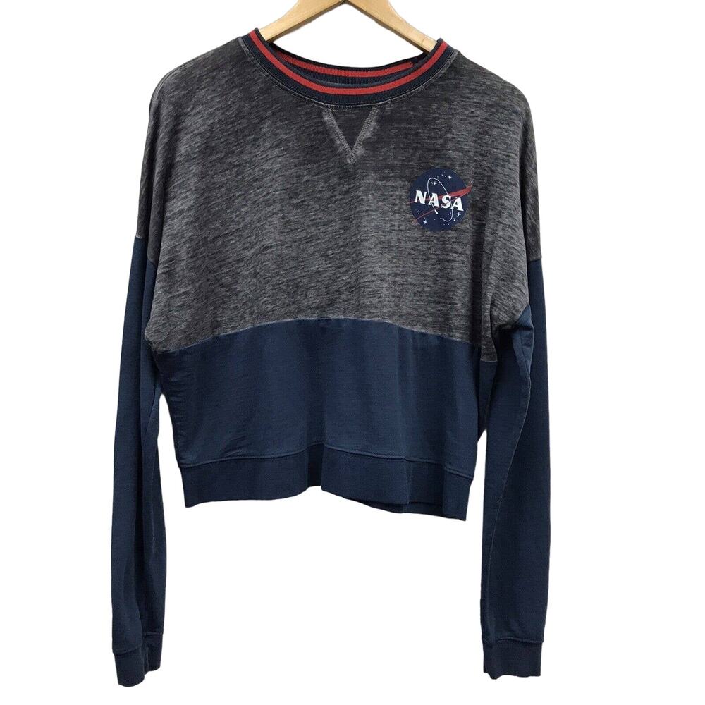 Fifth Sun Top Womens Medium NASA Blue Gray Red